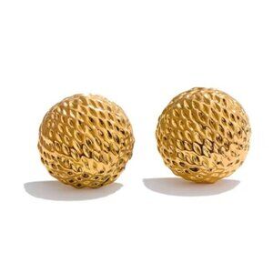 New! Anthropologie Gold Post Button Earrings NWOT